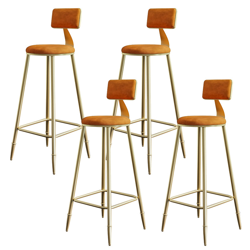 Nordic Backrest Armless Counter Stool Iron Cashier Bar Stool with Velvet Cushion