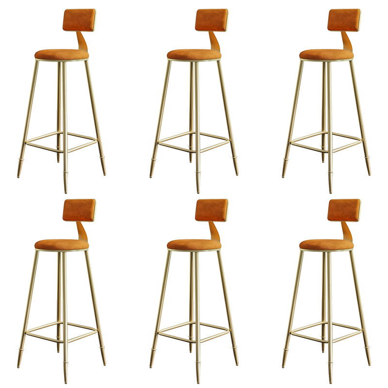 Nordic Backrest Armless Counter Stool Iron Cashier Bar Stool with Velvet Cushion