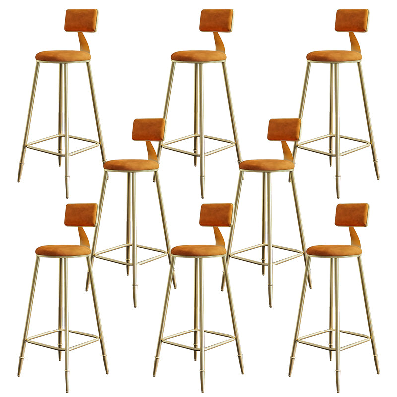Nordic Backrest Armless Counter Stool Iron Cashier Bar Stool with Velvet Cushion