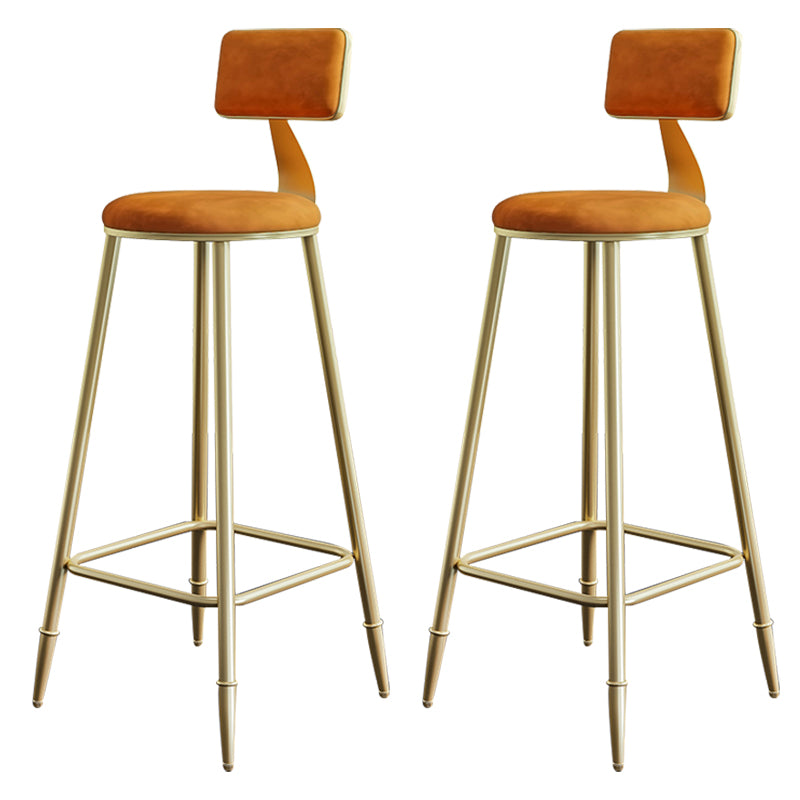 Nordic Backrest Armless Counter Stool Iron Cashier Bar Stool with Velvet Cushion
