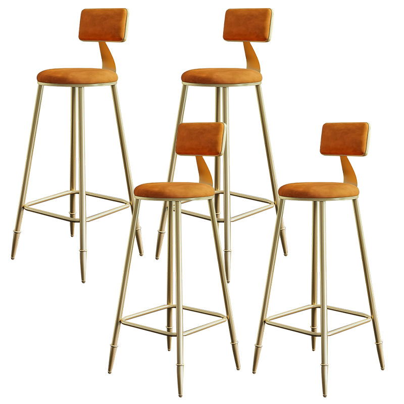 Nordic Backrest Armless Counter Stool Iron Cashier Bar Stool with Velvet Cushion