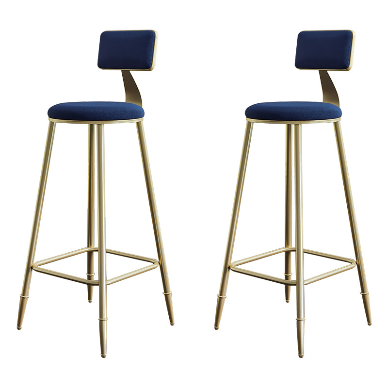 Nordic Backrest Armless Counter Stool Iron Cashier Bar Stool with Velvet Cushion