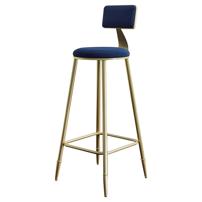 Nordic Backrest Armless Counter Stool Iron Cashier Bar Stool with Velvet Cushion