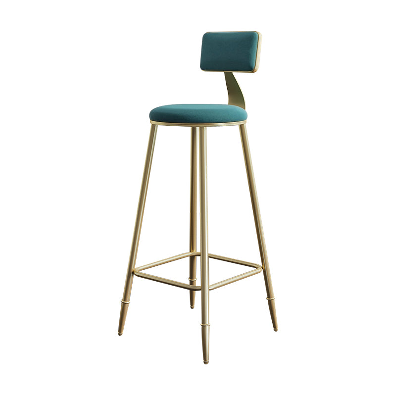 Nordic Backrest Armless Counter Stool Iron Cashier Bar Stool with Velvet Cushion