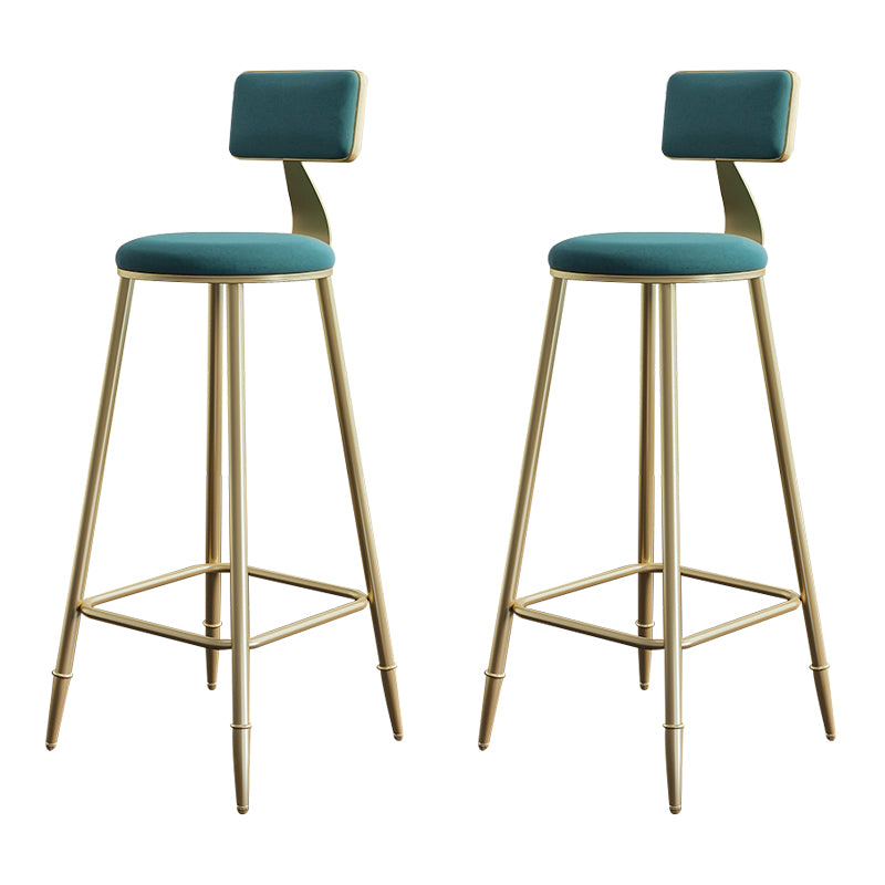Nordic Backrest Armless Counter Stool Iron Cashier Bar Stool with Velvet Cushion