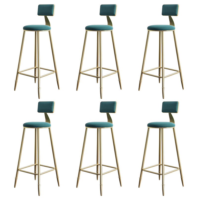 Nordic Backrest Armless Counter Stool Iron Cashier Bar Stool with Velvet Cushion