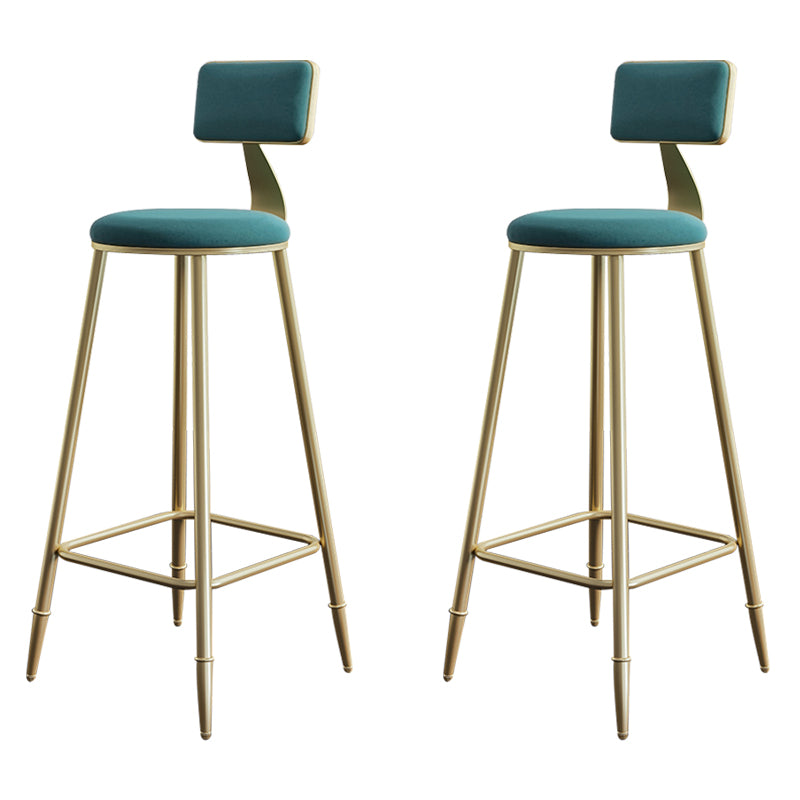 Nordic Backrest Armless Counter Stool Iron Cashier Bar Stool with Velvet Cushion