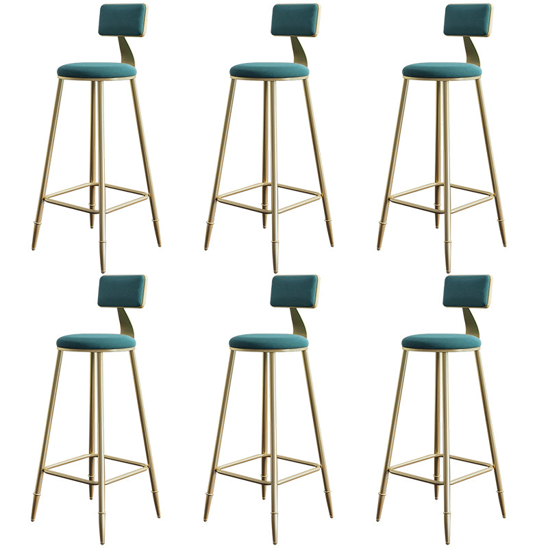 Nordic Backrest Armless Counter Stool Iron Cashier Bar Stool with Velvet Cushion