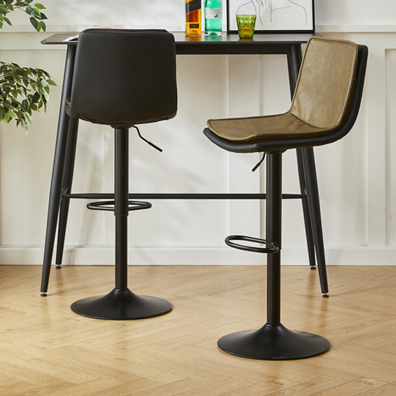 Scandinavian Adjustable Height Swivel Bar Stool Leather Upholstered Bar Stool