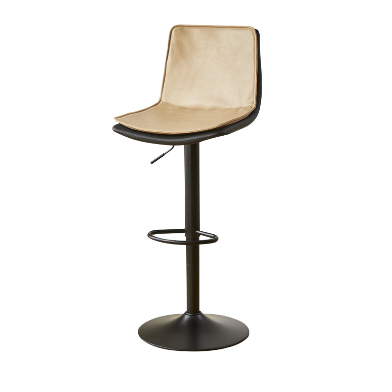 Scandinavian Adjustable Height Swivel Bar Stool Leather Upholstered Bar Stool