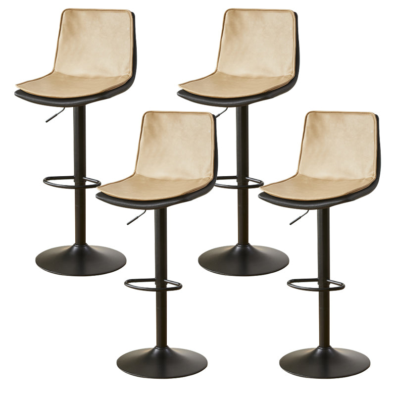 Scandinavian Adjustable Height Swivel Bar Stool Leather Upholstered Bar Stool