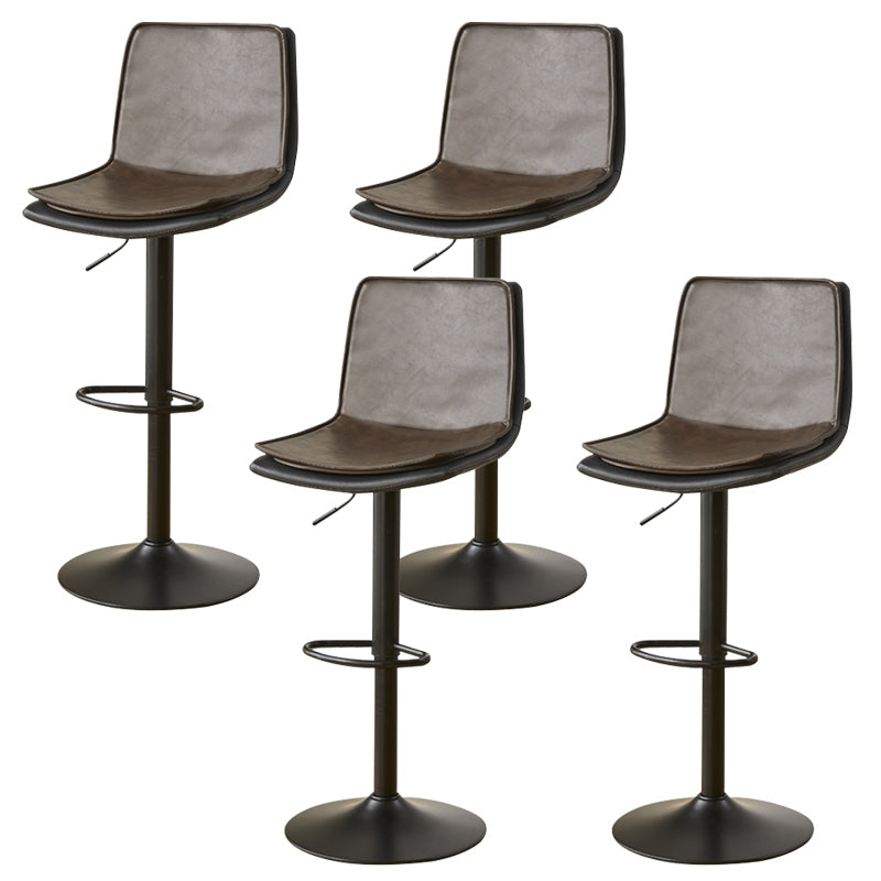 Scandinavian Adjustable Height Swivel Bar Stool Leather Upholstered Bar Stool
