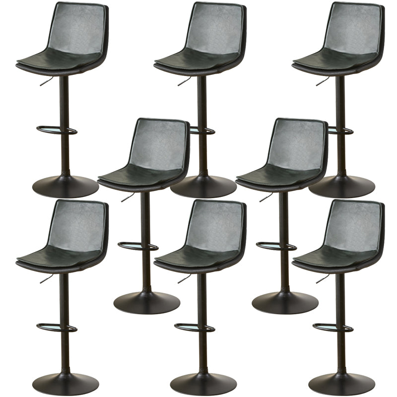 Scandinavian Adjustable Height Swivel Bar Stool Leather Upholstered Bar Stool