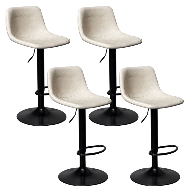 Leather Adjustable Height Stool Scandinavian Stool with Metal Base