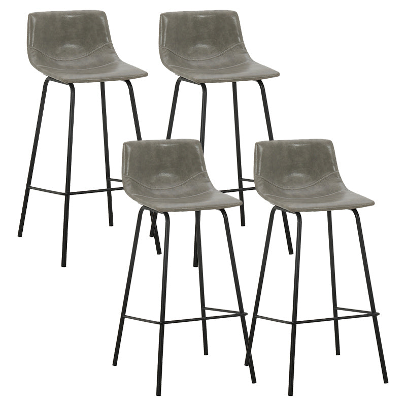 Indoor Modern Leather Bar Stool Bucket Footrest Low Back Counter & Bar Stool