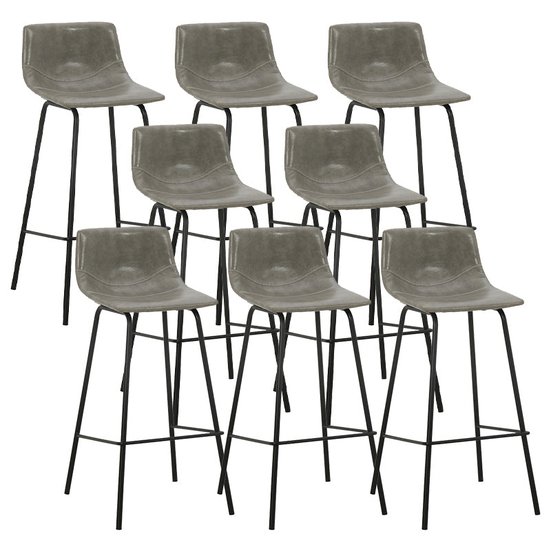 Indoor Modern Leather Bar Stool Bucket Footrest Low Back Counter & Bar Stool