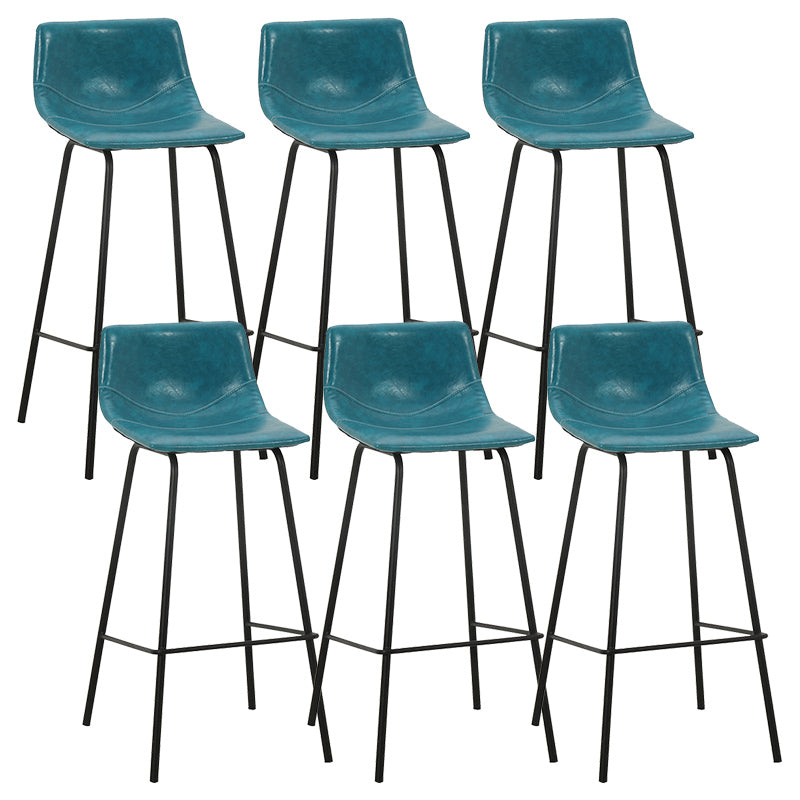 Indoor Modern Leather Bar Stool Bucket Footrest Low Back Counter & Bar Stool