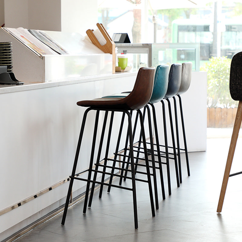 Indoor Modern Leather Bar Stool Bucket Footrest Low Back Counter & Bar Stool