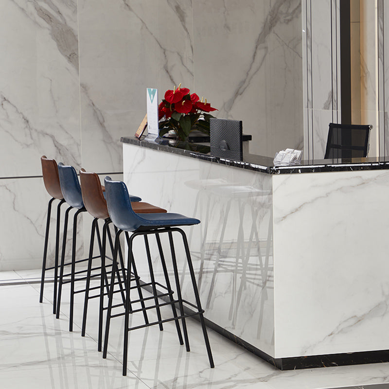 Indoor Modern Leather Bar Stool Bucket Footrest Low Back Counter & Bar Stool