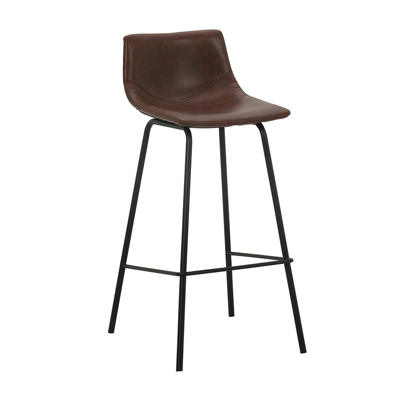 Indoor Modern Leather Bar Stool Bucket Footrest Low Back Counter & Bar Stool