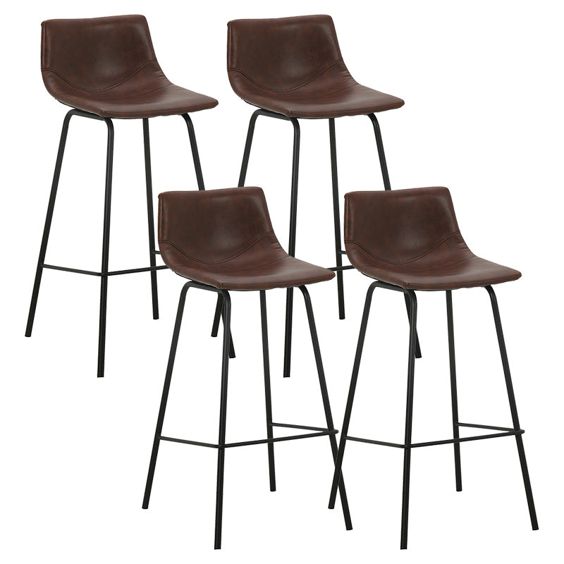 Indoor Modern Leather Bar Stool Bucket Footrest Low Back Counter & Bar Stool