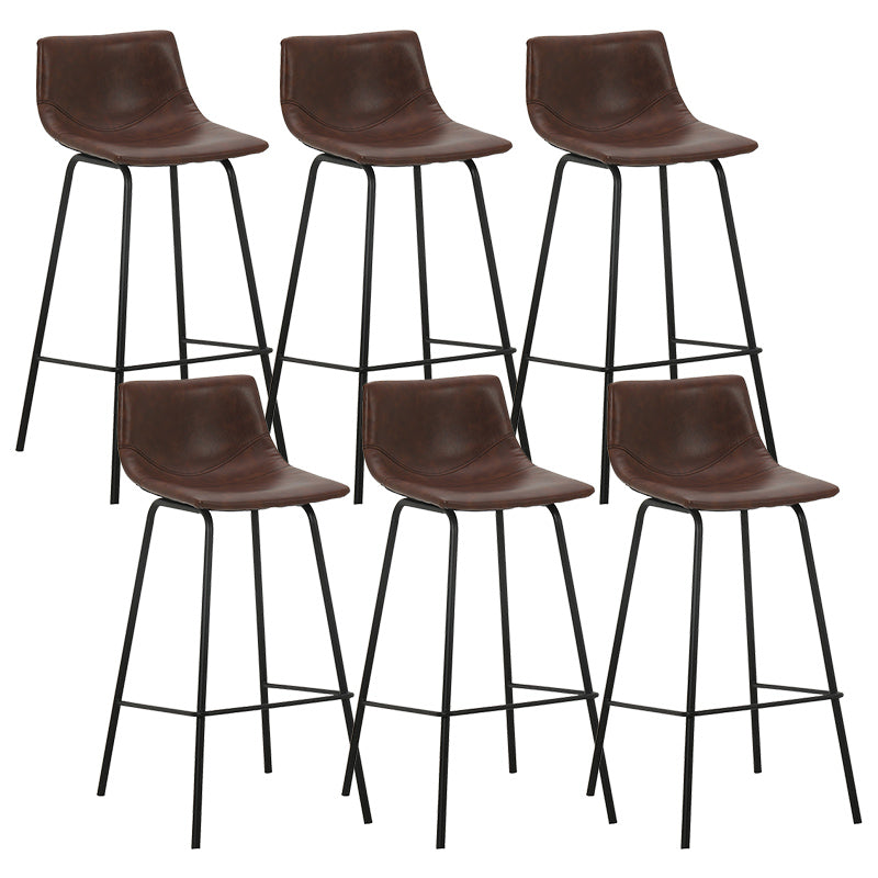 Indoor Modern Leather Bar Stool Bucket Footrest Low Back Counter & Bar Stool