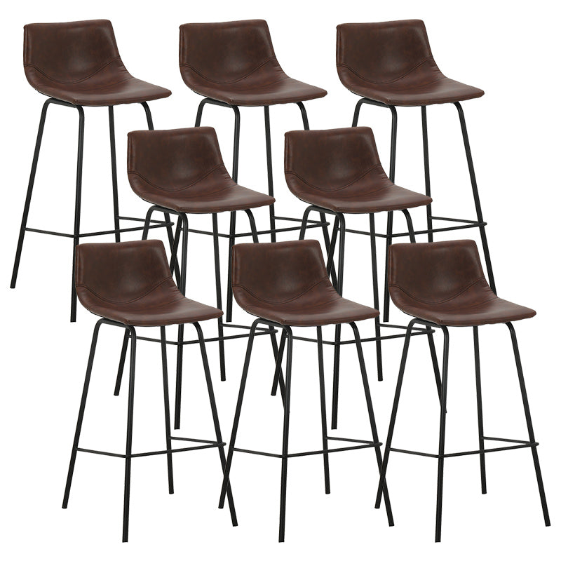 Indoor Modern Leather Bar Stool Bucket Footrest Low Back Counter & Bar Stool