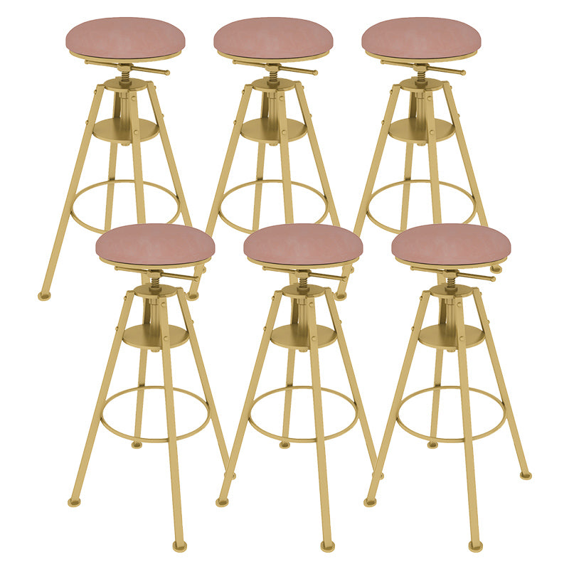 Metal Adjustable Height Bar Stool Velvet Upholstered Bar Stool for Restaurant