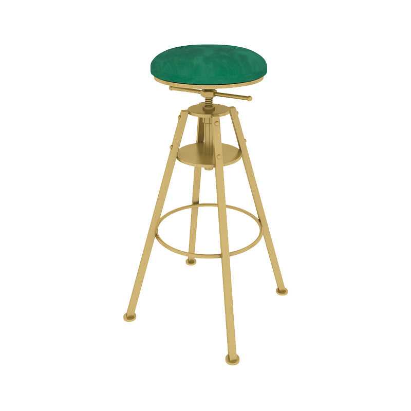 Metal Adjustable Height Bar Stool Velvet Upholstered Bar Stool for Restaurant