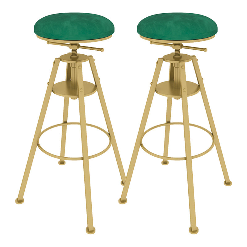 Metal Adjustable Height Bar Stool Velvet Upholstered Bar Stool for Restaurant