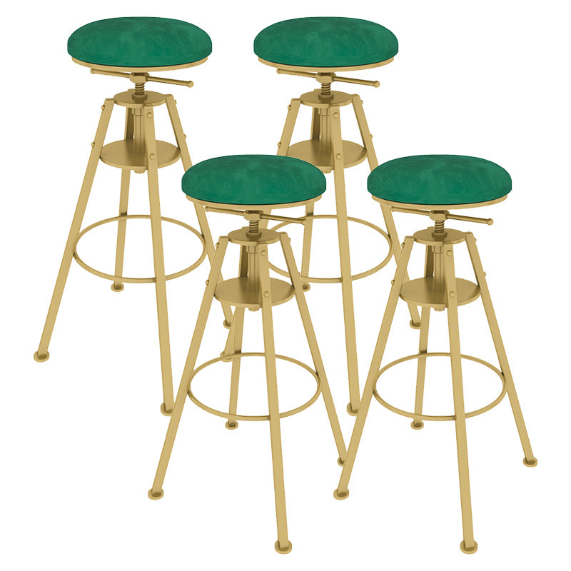 Metal Adjustable Height Bar Stool Velvet Upholstered Bar Stool for Restaurant