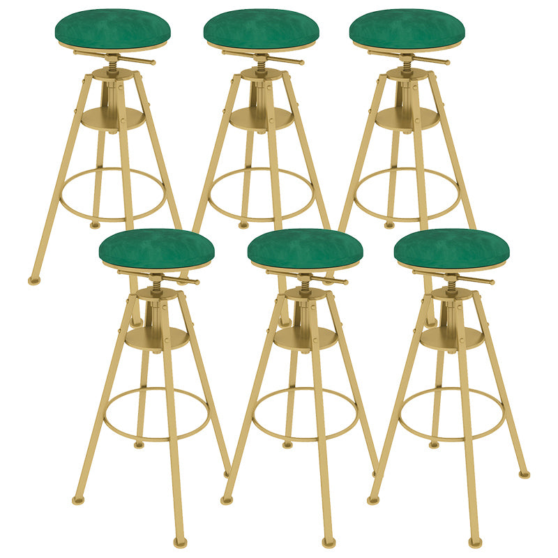 Metal Adjustable Height Bar Stool Velvet Upholstered Bar Stool for Restaurant