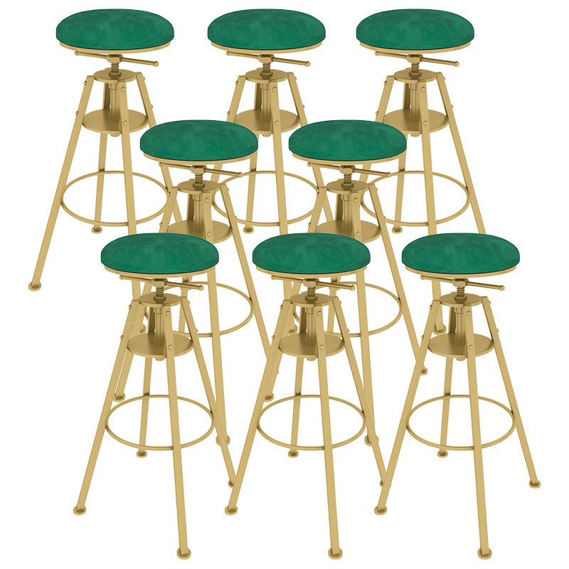 Metal Adjustable Height Bar Stool Velvet Upholstered Bar Stool for Restaurant