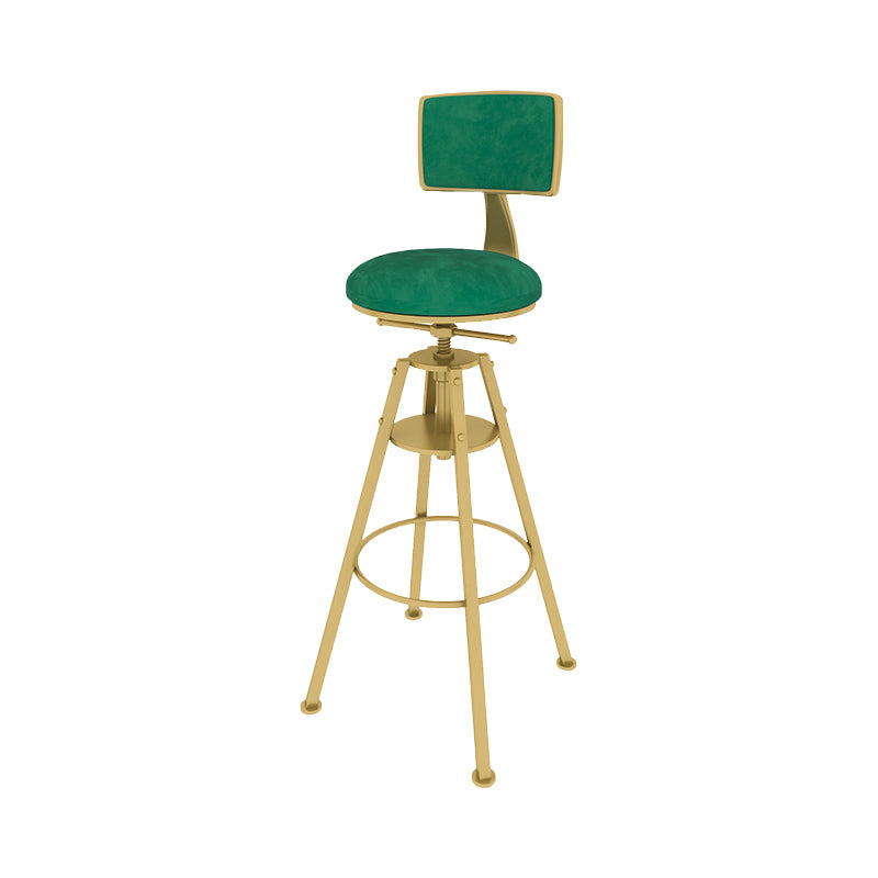 Metal Adjustable Height Bar Stool Velvet Upholstered Bar Stool for Restaurant