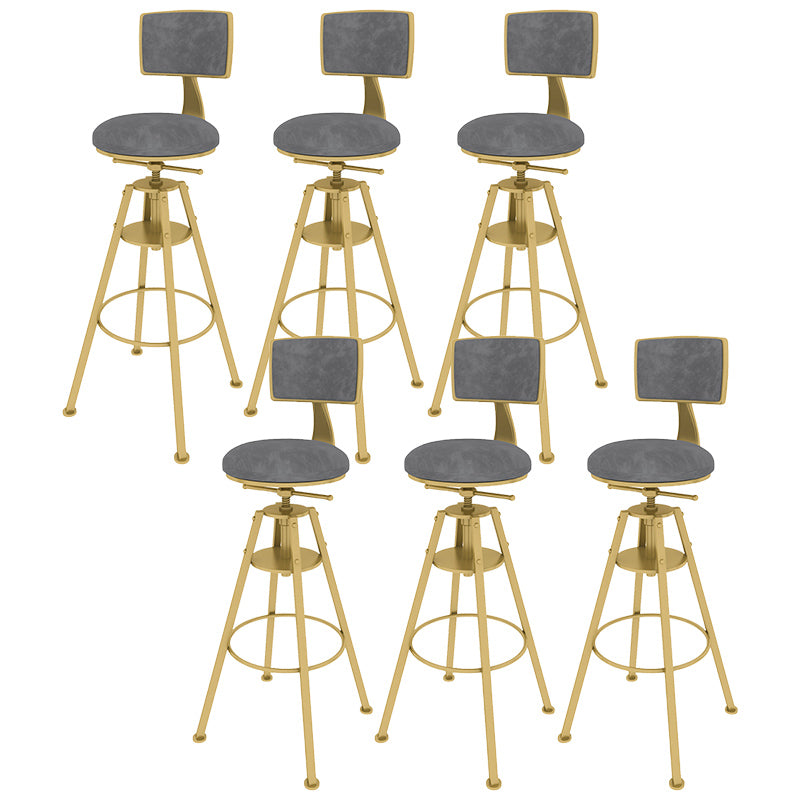 Metal Adjustable Height Bar Stool Velvet Upholstered Bar Stool for Restaurant