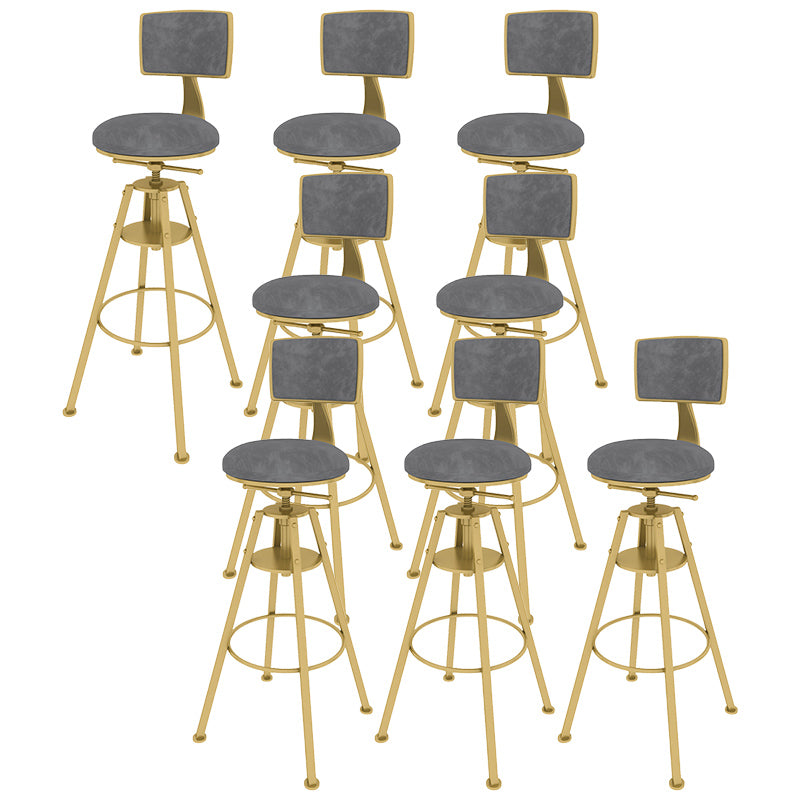 Metal Adjustable Height Bar Stool Velvet Upholstered Bar Stool for Restaurant