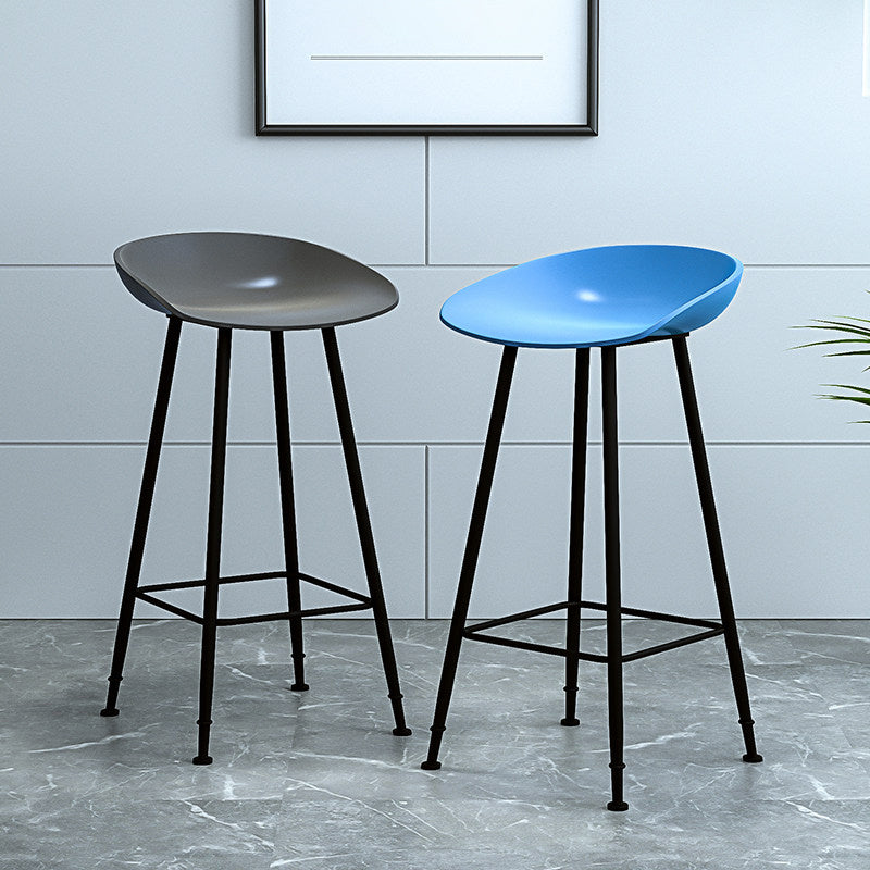 Modern Backrest Counter Stool Iron Cafe Bar Stool with Pedal and Acrylic Seat