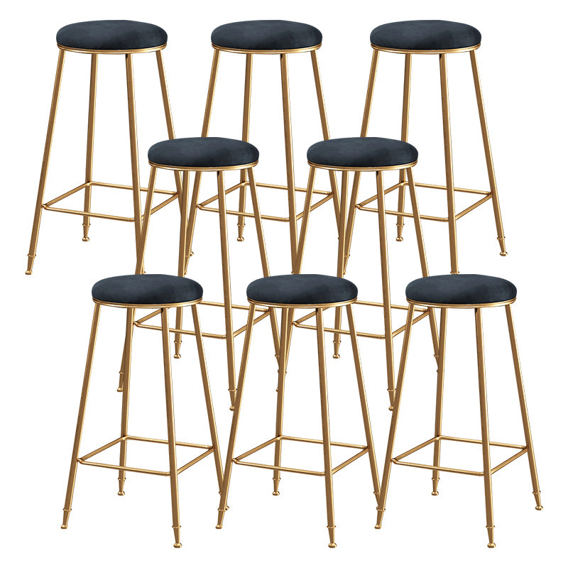 Contemporary Bar Stool Round Seat Barstool with Footrest and Metal Base