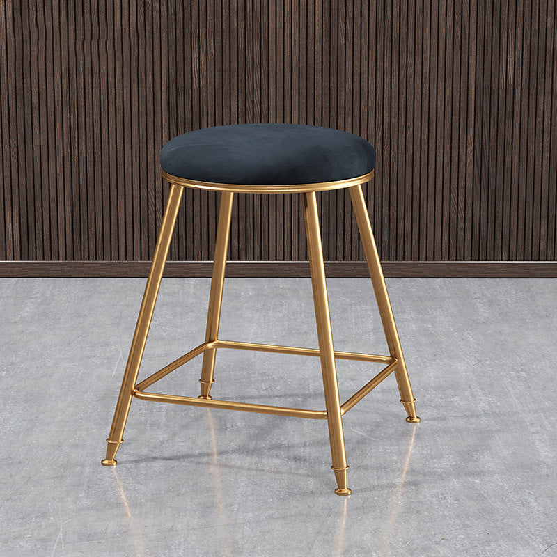 Contemporary Bar Stool Round Seat Barstool with Footrest and Metal Base