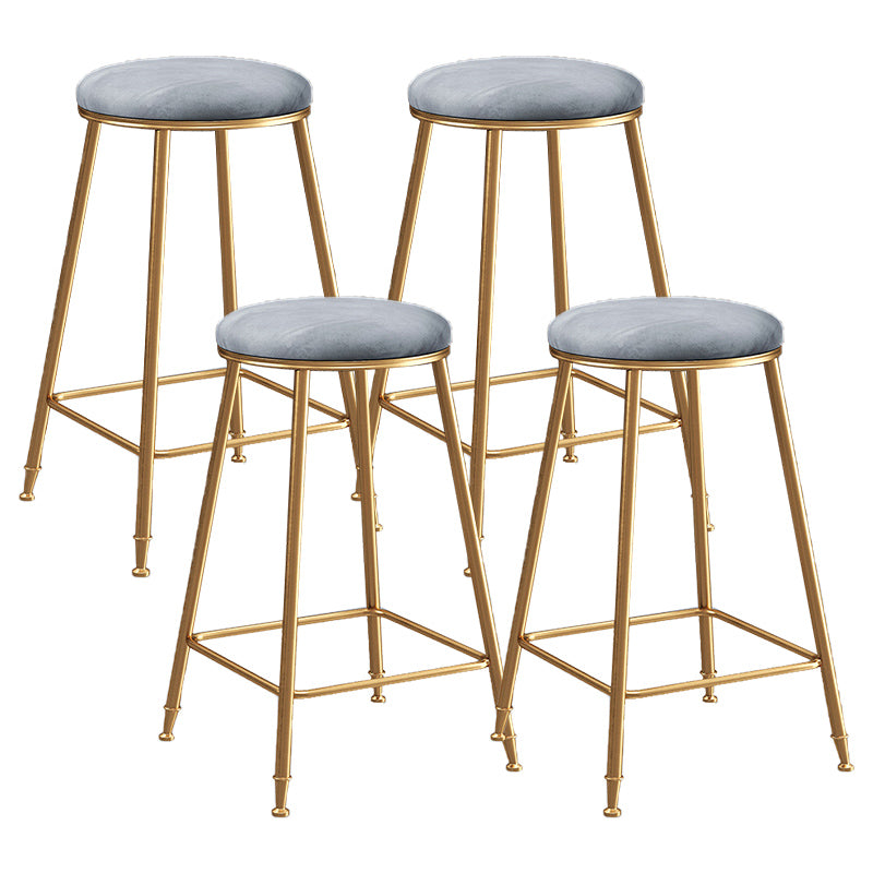 Contemporary Bar Stool Round Seat Barstool with Footrest and Metal Base