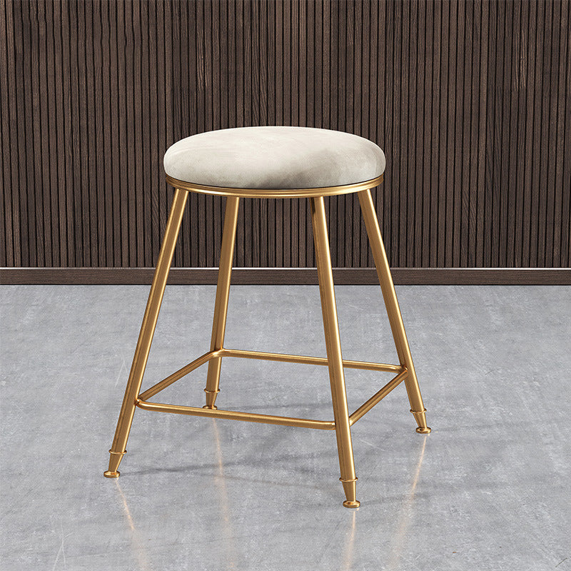 Contemporary Bar Stool Round Seat Barstool with Footrest and Metal Base