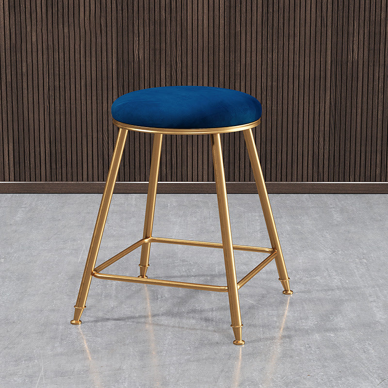 Contemporary Bar Stool Round Seat Barstool with Footrest and Metal Base