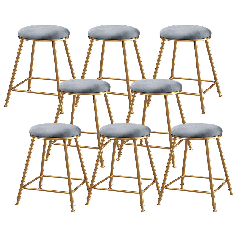 Contemporary Bar Stool Round Seat Barstool with Footrest and Metal Base