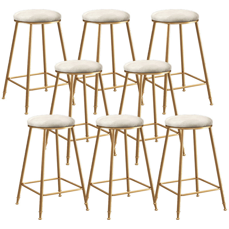 Contemporary Bar Stool Round Seat Barstool with Footrest and Metal Base
