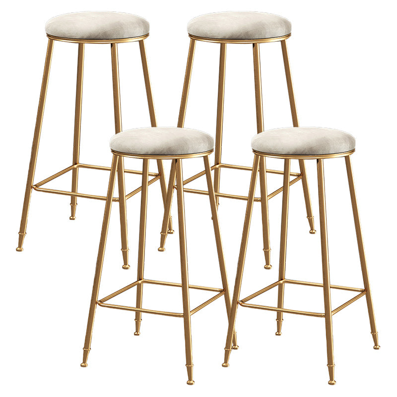 Contemporary Bar Stool Round Seat Barstool with Footrest and Metal Base