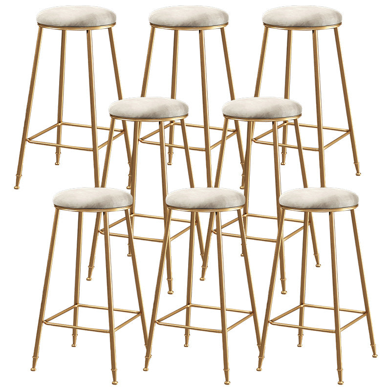 Contemporary Bar Stool Round Seat Barstool with Footrest and Metal Base