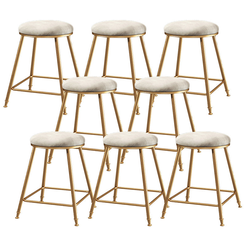 Contemporary Bar Stool Round Seat Barstool with Footrest and Metal Base