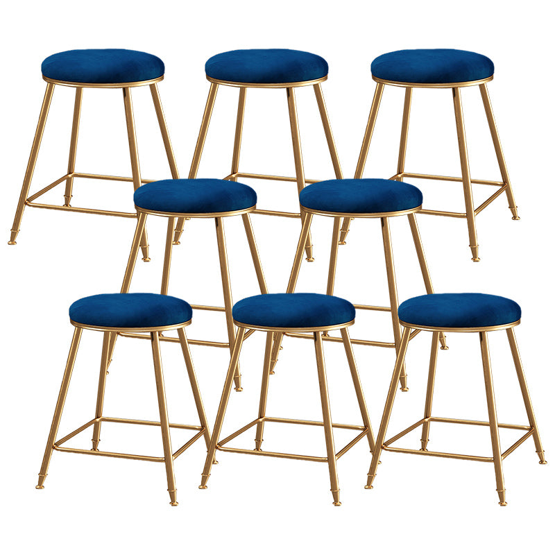 Contemporary Bar Stool Round Seat Barstool with Footrest and Metal Base