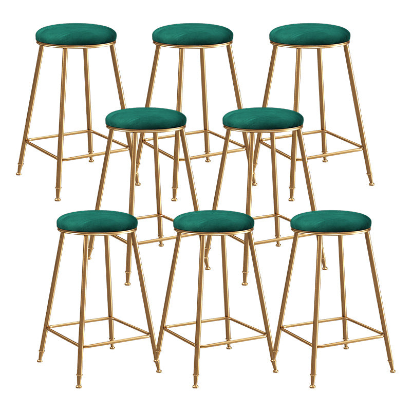 Contemporary Bar Stool Round Seat Barstool with Footrest and Metal Base