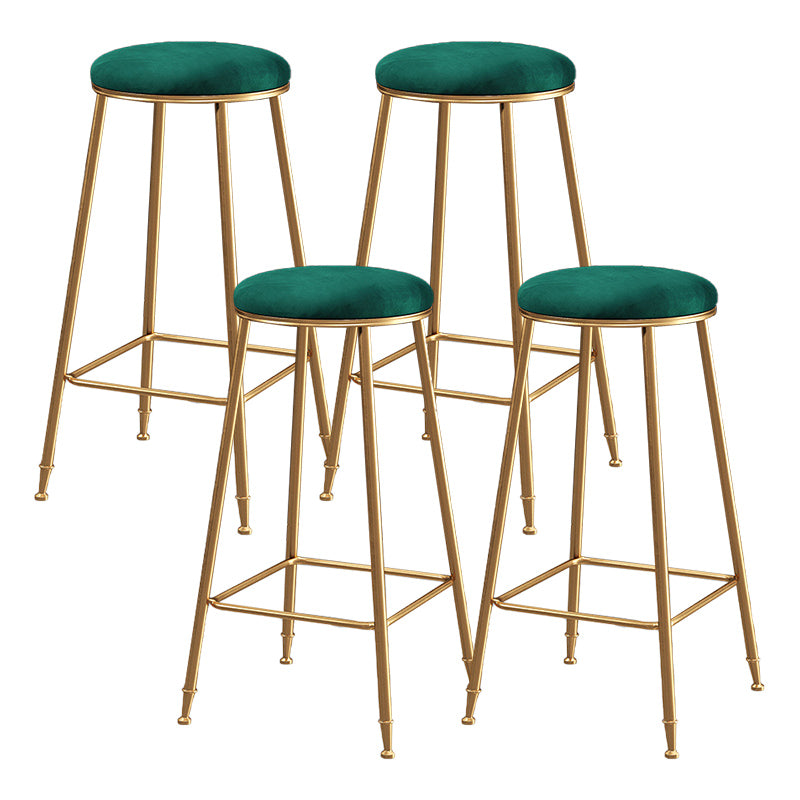 Contemporary Bar Stool Round Seat Barstool with Footrest and Metal Base